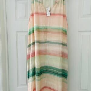 Bob Timberlake Green Pink and Cream Dyed Dress Size Large NWT
